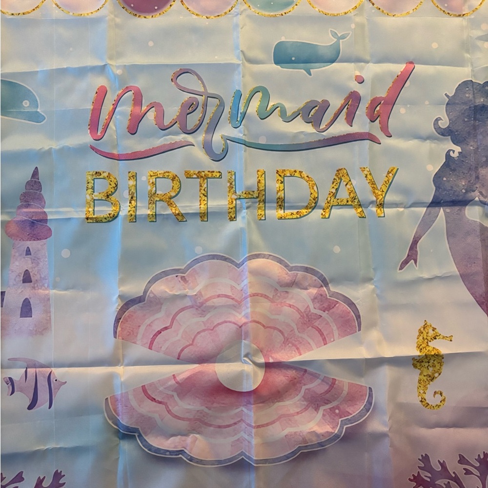 Mermaid 🧜‍♀️ Birthday decorations. Balloons, backdrop, number 5.